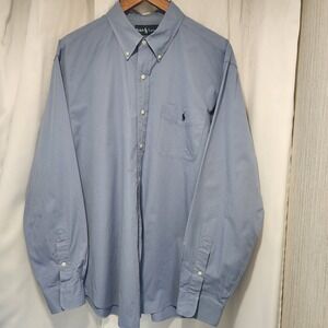Ralph Lauren Button Down Shirt Mens XL  Blue Long Sleeve Navy Pony‎ Preppy